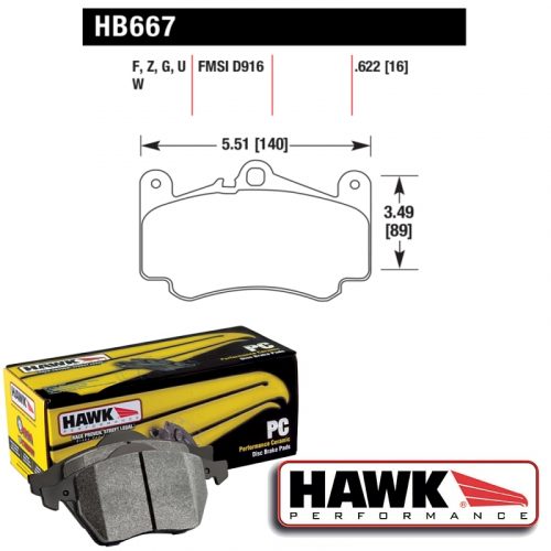 Hawk Performance Ceramic Front Brake Pad Set 997 Carrera S / C4S / GTS / 4 GTS / Targa